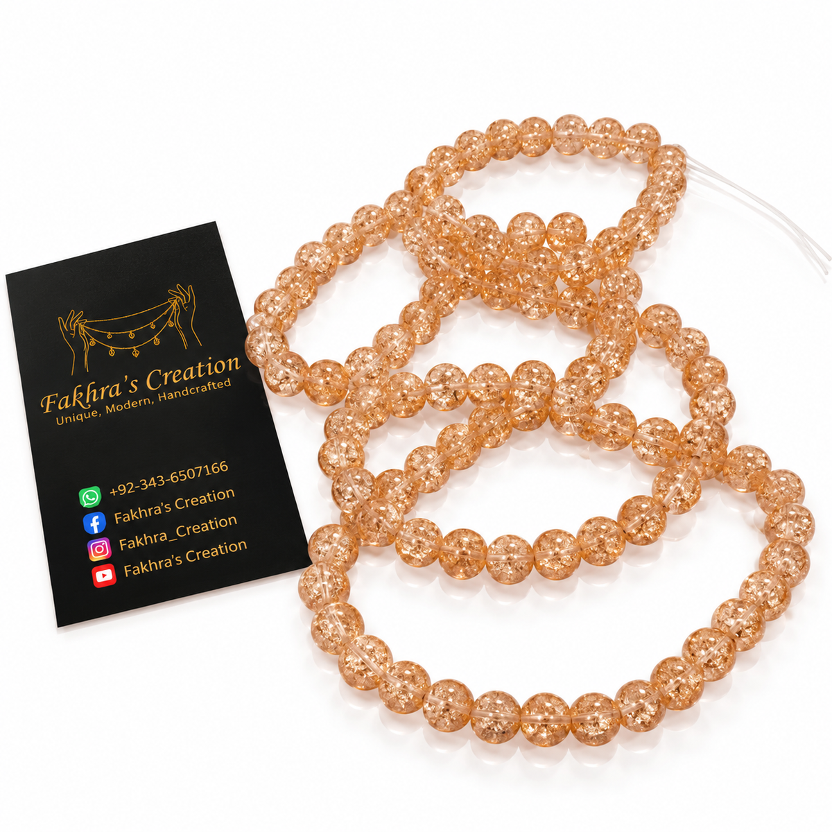 8mm GoldenCrack Beads String