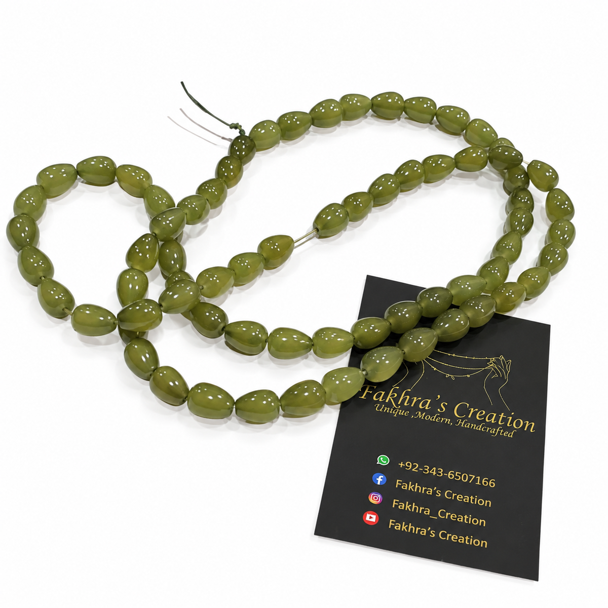 8x11 Olive Green Drop Beads Each String
