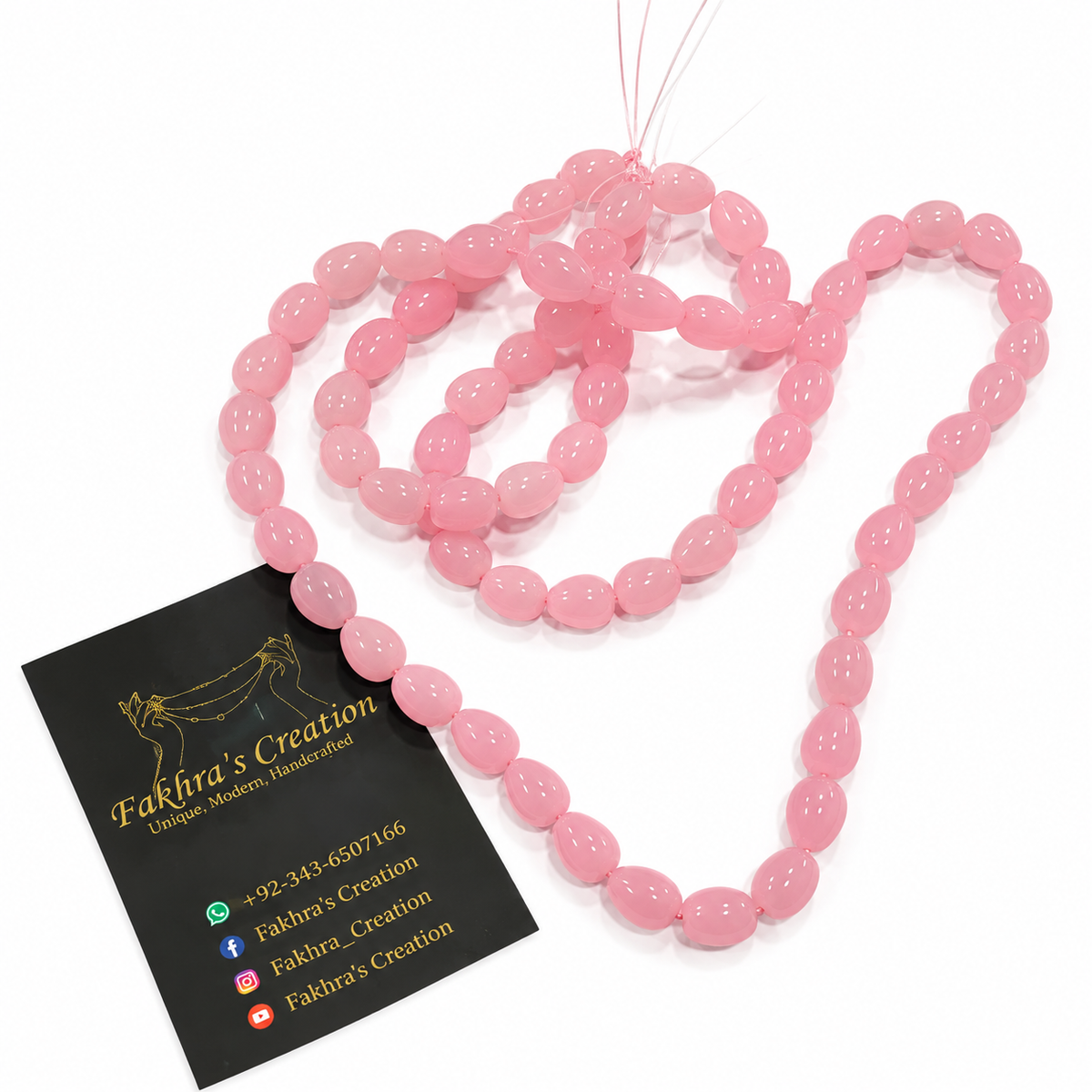 8x11 Pink Glass Drop Beads Each String