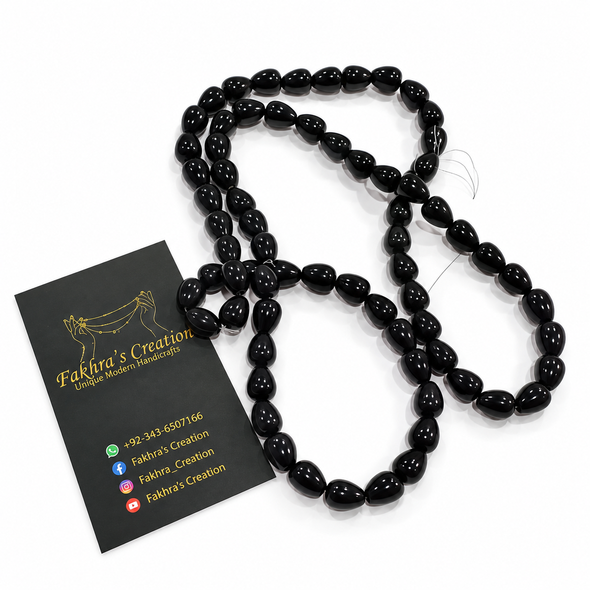 8x11 Black Drop Beads Each String