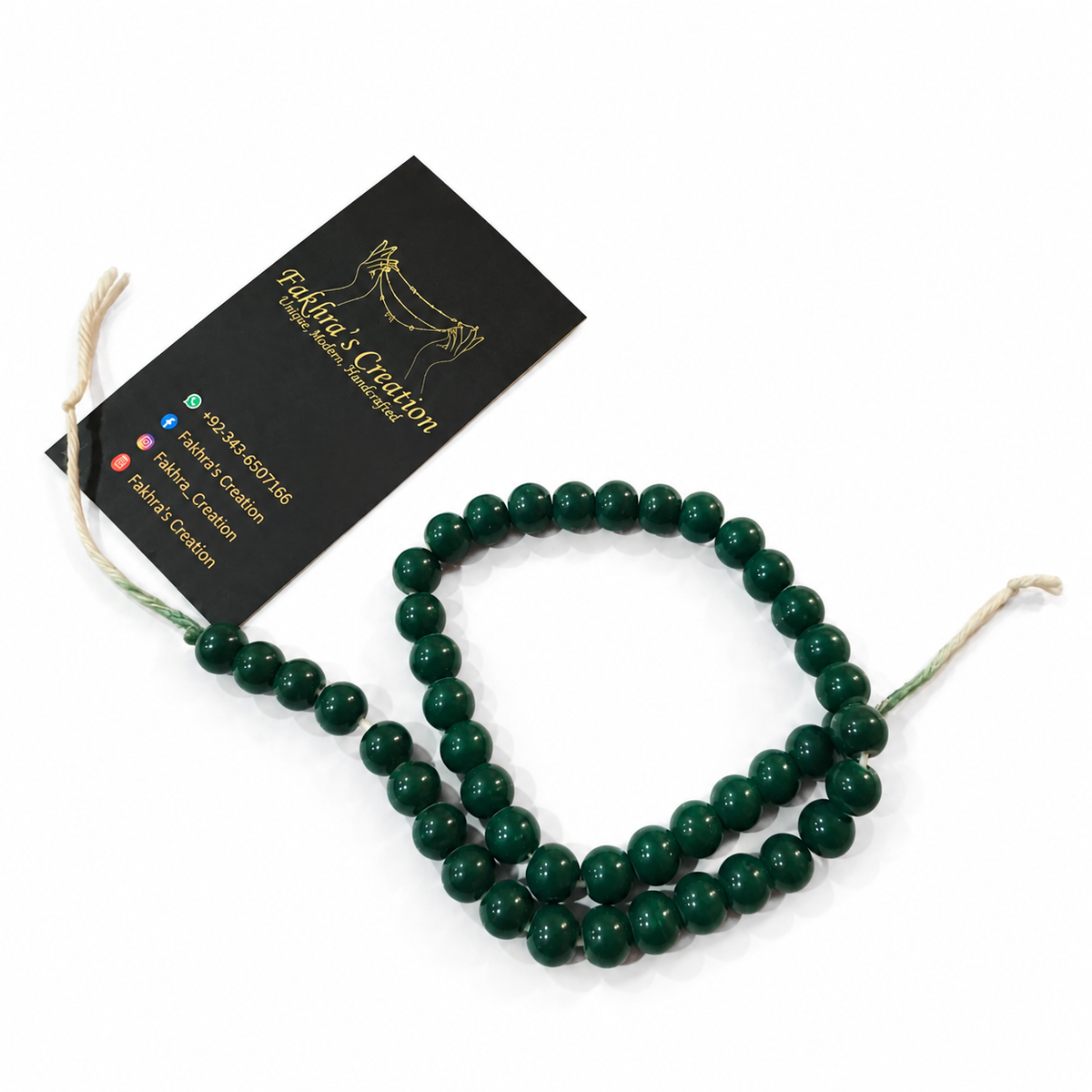 8mm Green Round Beads Each String
