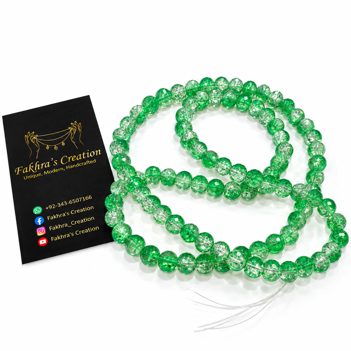 8mm Green Crack Beads String