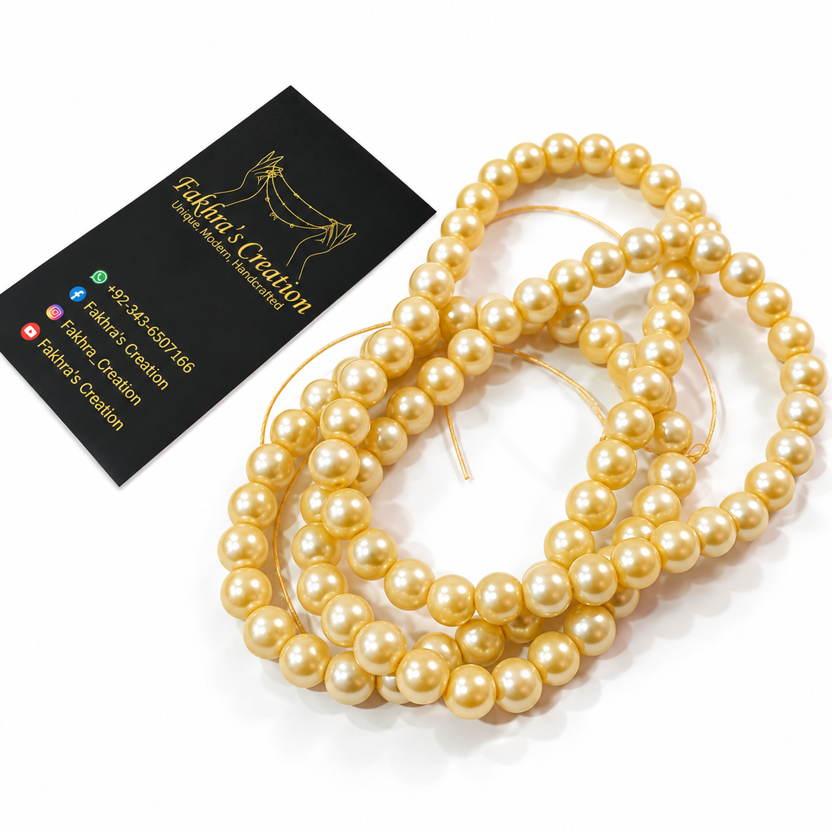 8mm Ivory Round Beads Each String