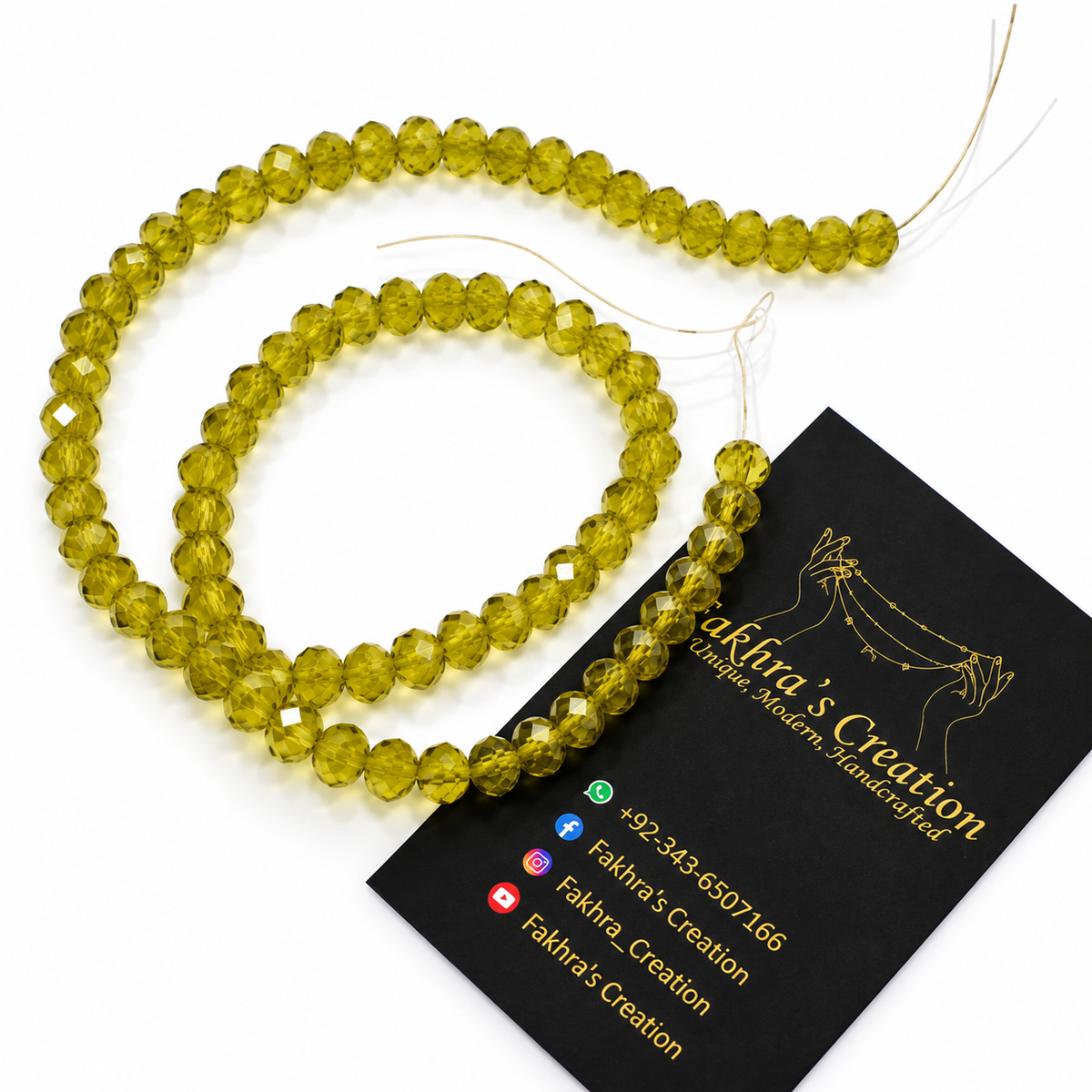 6mm Crystal Lime Beads String