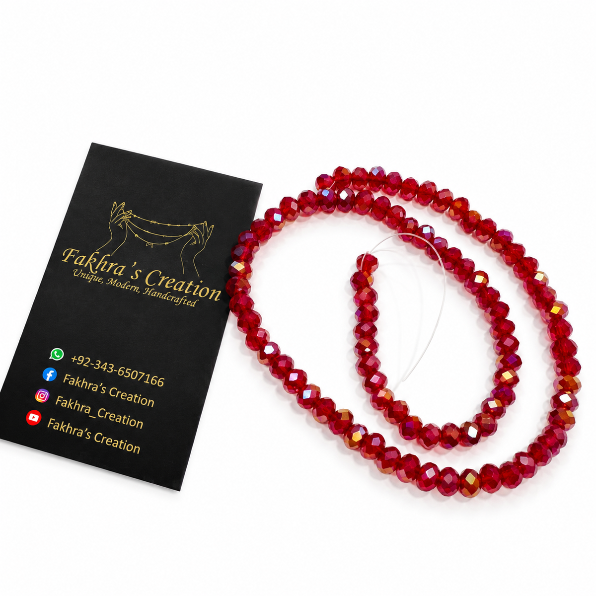 6mm Crystal RedMulti Beads String