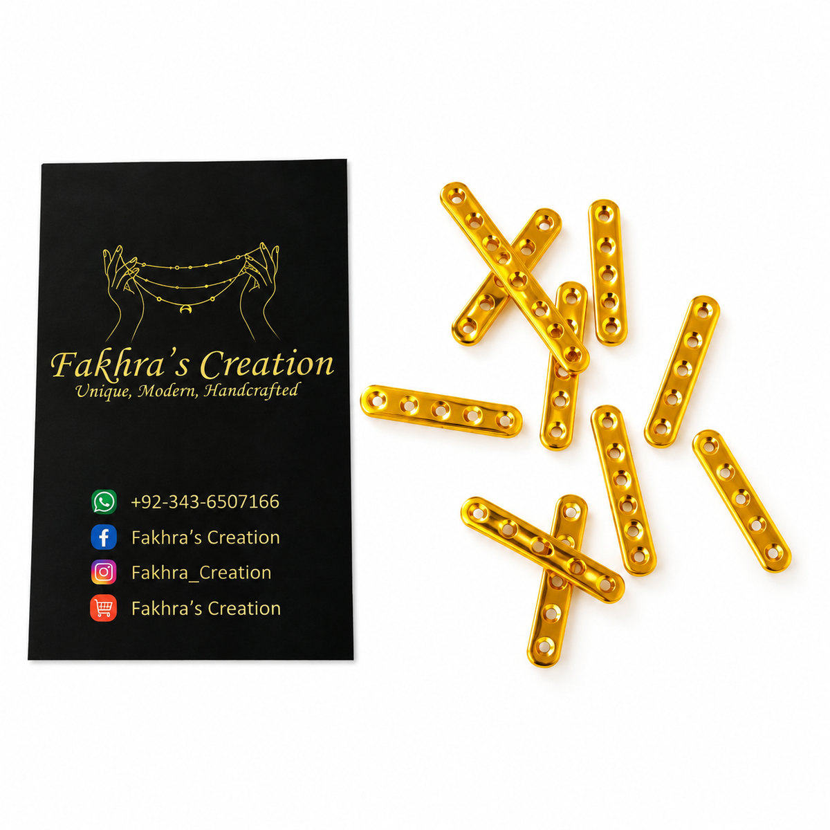 5 Pair Thin Golden Jewelry connectors | Mala Connectors