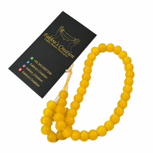 8mm Yellow Glass Round Beads Each String