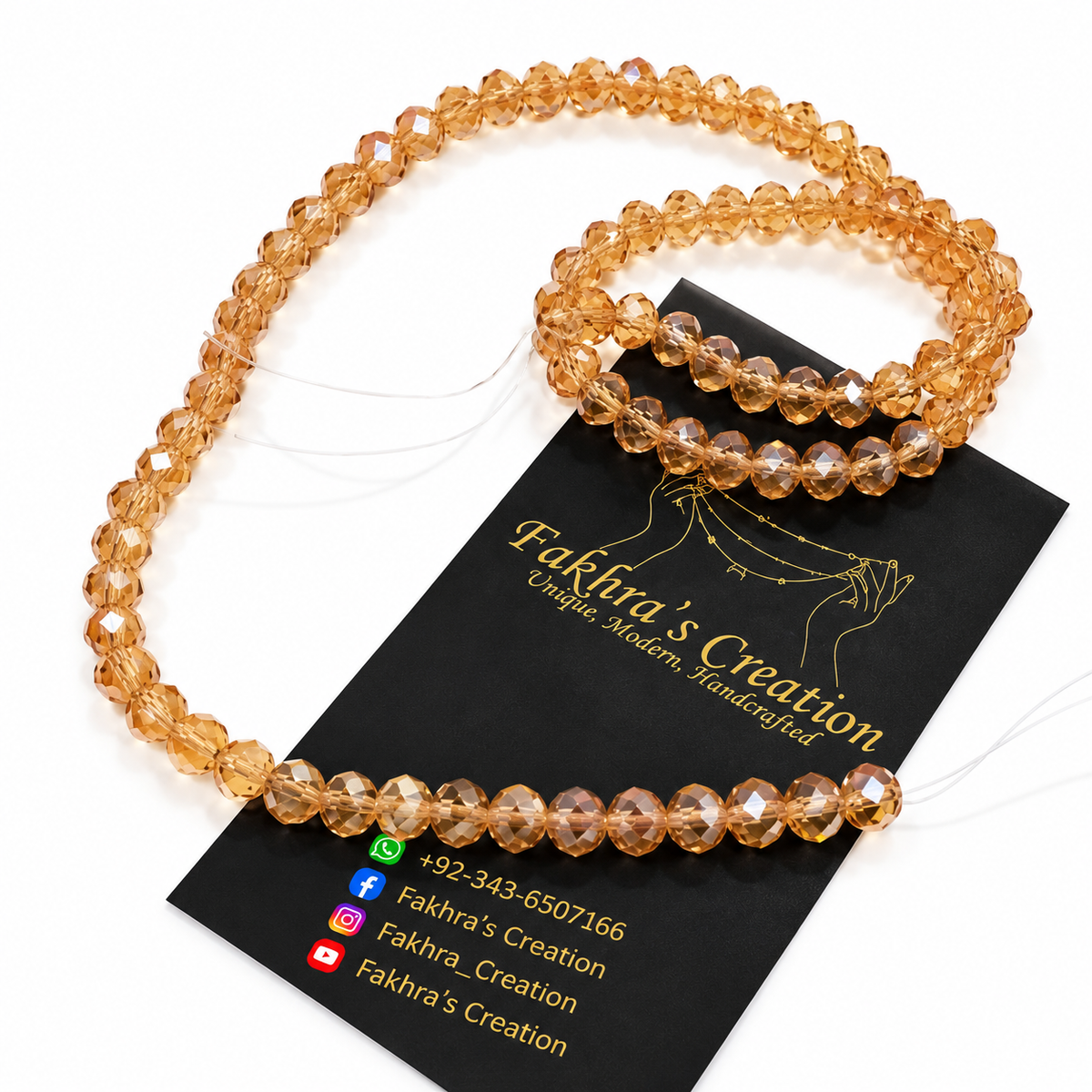 6mm Crystal Champagne Beads String