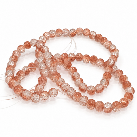 8mm Dusty Rose Crack Beads String