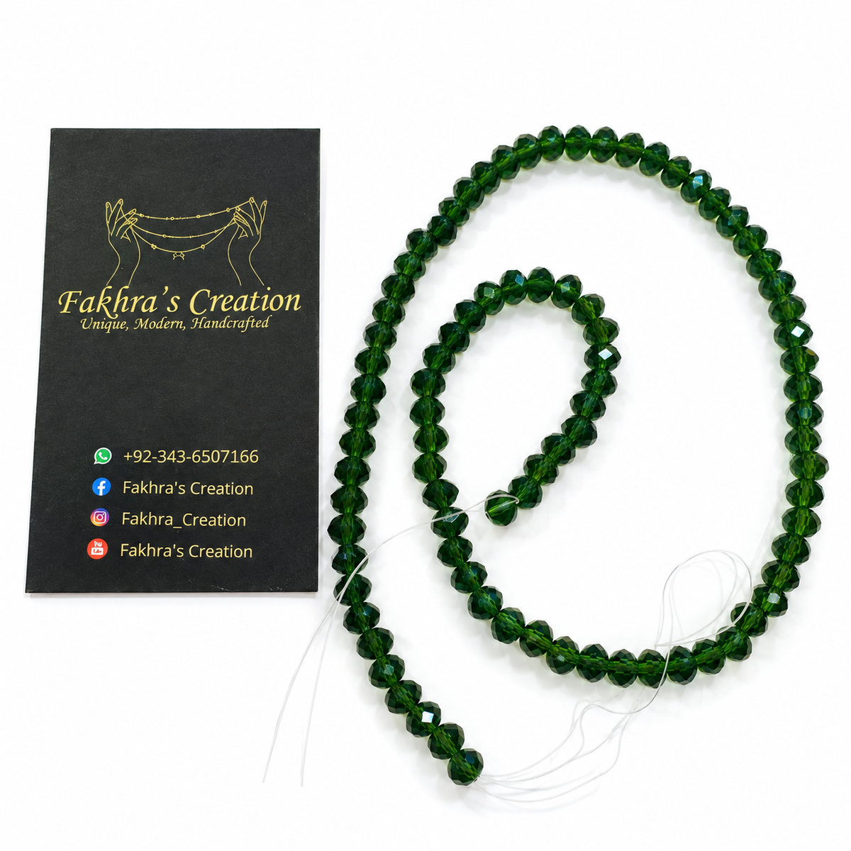 6mm Crystal Emerald Beads String