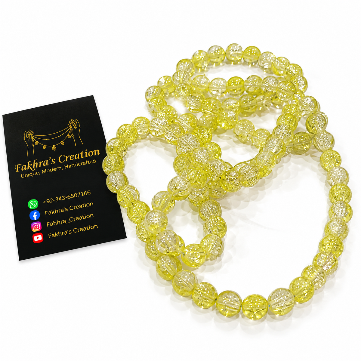 8mm Lime Crack Beads String