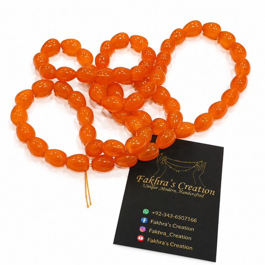 8x11 Orange Glass Drop Beads Each String