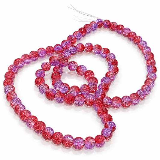8mm Pink & Lavender Crack Beads String