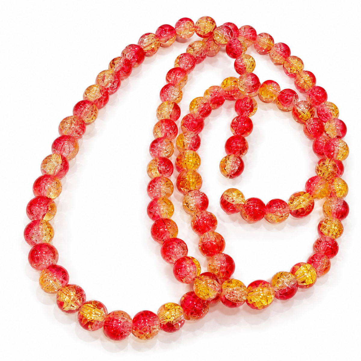 8mm Red & Gold Crack Beads String