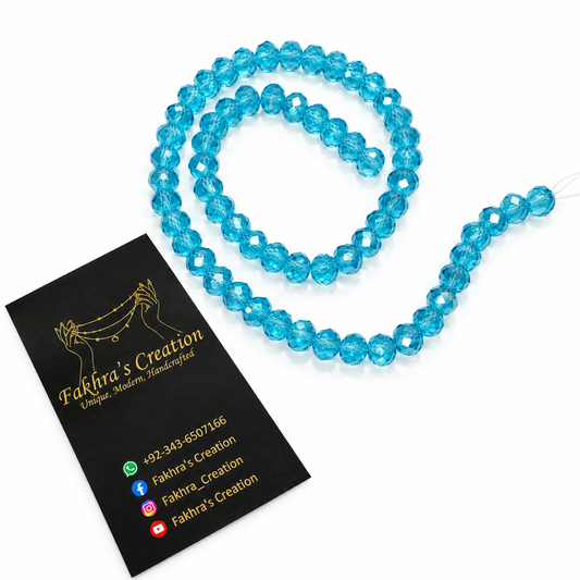 8mm Crystal Turquoise Beads String
