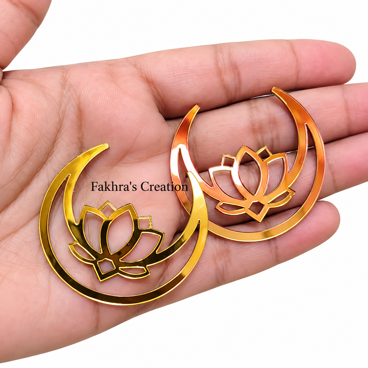 Golden Crescent Lotus Acrylic Cutting Pair