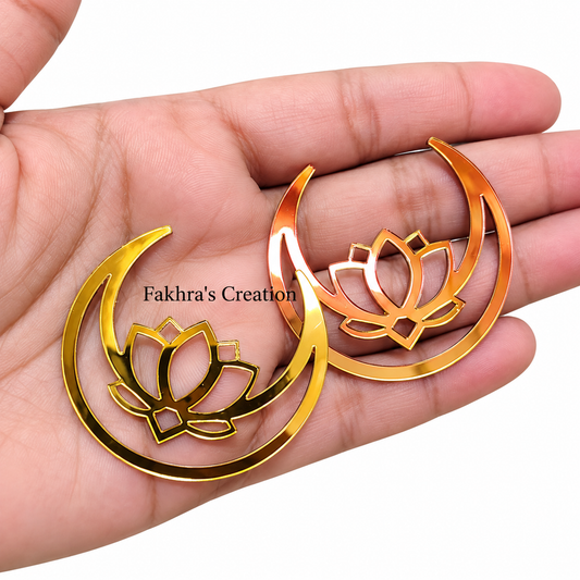 Golden Crescent Lotus Acrylic Cutting Pair
