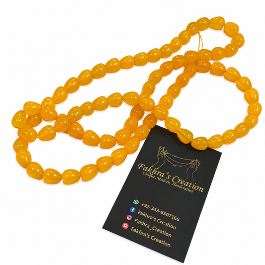 8x11 Amber Drop Glass Beads Each String