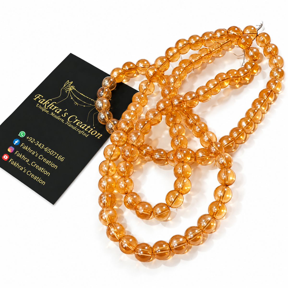 8mm Champaign Glass Round Beads Each String