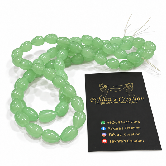 8x11 Mint Drop Glass Beads Each String