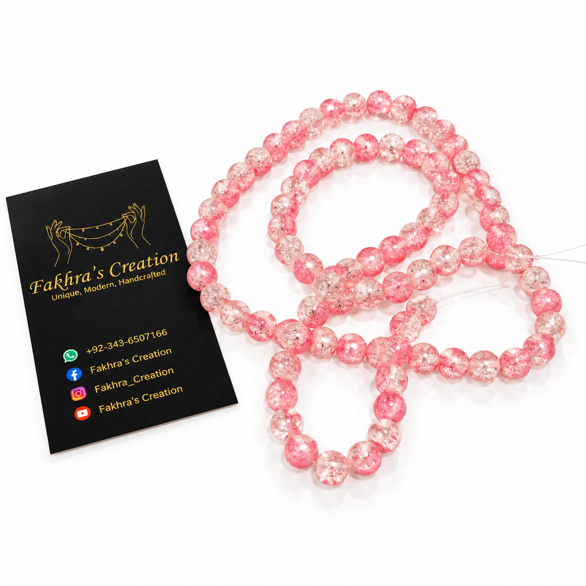 8mm Pink Crack Beads String