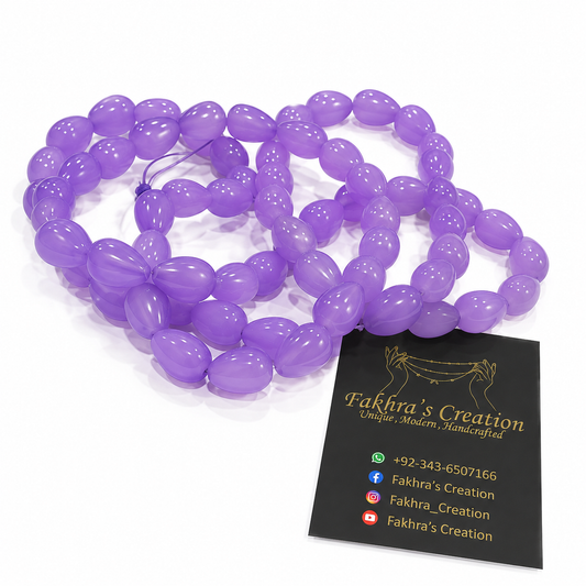8x11 Purple Glass Drop Beads Each String