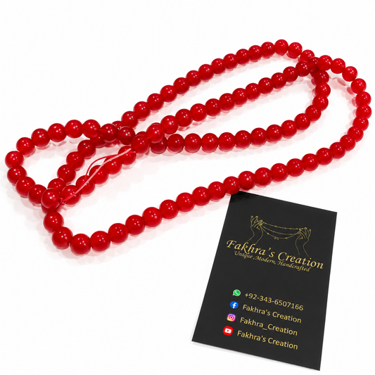 8mm Red Round Beads Each String